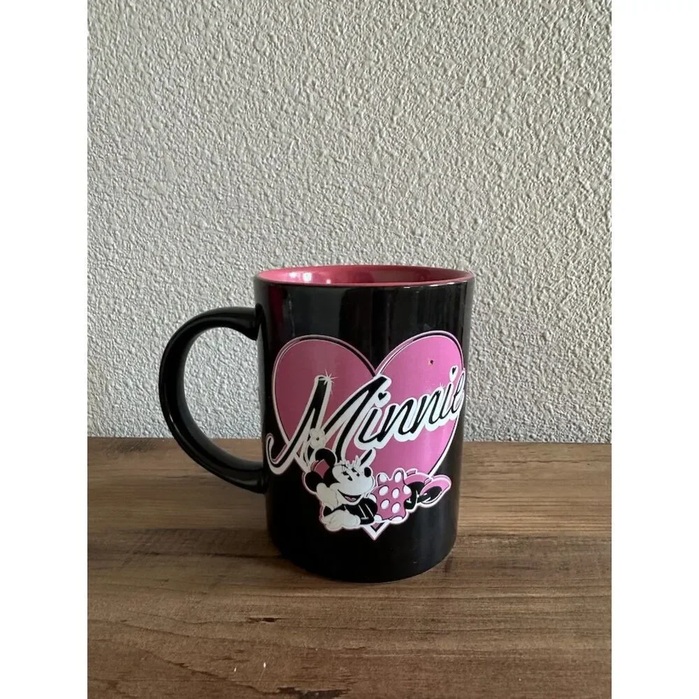 Vintage Disney Jerry Leigh Minnie Mouse Black & Pink Mug